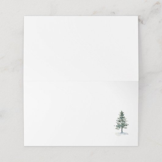 Waterverf Pine Tree Place Card Plaatskaartje (Buitenkant ongevouwen)