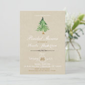 Waterverf Pine Tree Rustic Kraft Vrijgezellenfeest Kaart (Staand voorkant)