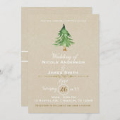Waterverf Pine Tree Rustic Kraft Wedding Kaart (Voorkant / Achterkant)