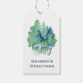 Waterverf Pine Tree Seasons Greetings Custom Cadeaulabel (Voorkant)