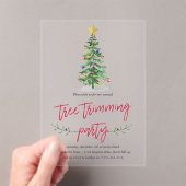 Waterverf Pine Tree Trimming Holiday Party Acryl Uitnodigingen (Insitu (Draagbaar))
