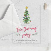 Waterverf Pine Tree Trimming Holiday Party Acryl Uitnodigingen