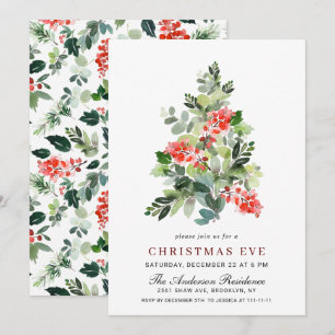 Waterverf Pine Tree Vakantie KERSTFEEST Eva Kaart