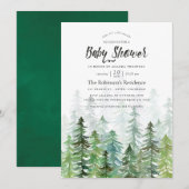 Waterverf Pine Trees Baby shower Kaart (Voorkant / Achterkant)