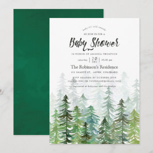 Waterverf Pine Trees Baby shower Kaart