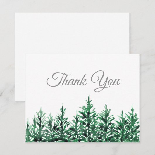 Waterverf Pine Trees Bedankkaart (Voorkant / Achterkant)