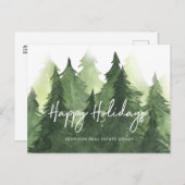 Waterverf Pine Trees Business Prettige feestdagen Briefkaart (Voorkant / Achterkant)