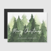 Waterverf Pine Trees Business Vrolijk kerstfeest (Voorkant / Achterkant)
