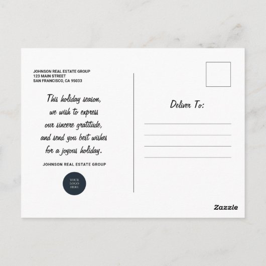 Waterverf Pine Trees Business Vrolijk kerstfeest Briefkaart (Achterkant)