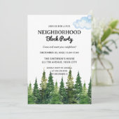 Waterverf Pine Trees Buurt Block Party Kaart (Staand voorkant)
