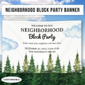 Waterverf Pine Trees Buurt Block Party Spandoek