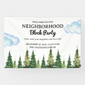 Waterverf Pine Trees Buurt Block Party Spandoek (Horizontaal)