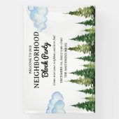 Waterverf Pine Trees Buurt Block Party Spandoek (Verticaal)