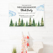 Waterverf Pine Trees Buurt Block Party Spandoek (Insitu)