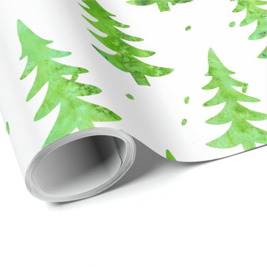 Waterverf Pine Trees Cadeaupapier (Rol Hoek)