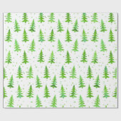 Waterverf Pine Trees Cadeaupapier (Vlak)