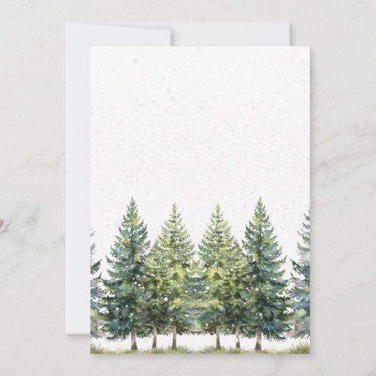 Waterverf Pine Trees Deer Snow Winter Baby shower Kaart (Achterkant)