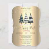 Waterverf Pine Trees Gold Christmas Company Kaart (Voorkant)