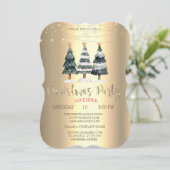 Waterverf Pine Trees Gold Christmas Company Kaart (Staand voorkant)