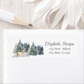 Waterverf Pine Trees, Gold Deer Etiket (Insitu)