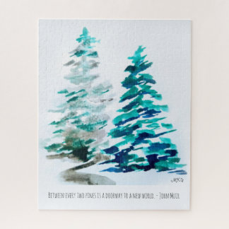 Waterverf Pine Trees John Muir Natuur Quote Legpuzzel