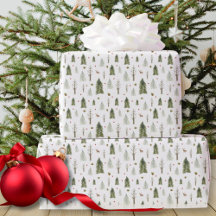 Waterverf Pine Trees kerstcadeaupapier