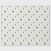 Waterverf Pine Trees kerstcadeaupapier Cadeaupapier (Vlak)