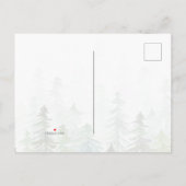 Waterverf Pine Trees kerstfoto Aankondigingskaart (Achterkant)