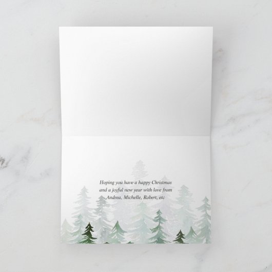 Waterverf Pine Trees kerstfoto Feestdagen Kaart (Binnen)