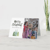 Waterverf Pine Trees kerstfoto Feestdagen Kaart (Voorkant)