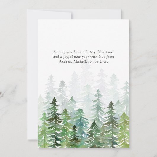 Waterverf Pine Trees kerstfoto Kaart (Achterkant)