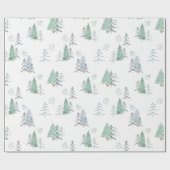 Waterverf Pine Trees kerstinpakpapier Cadeaupapier (Vlak)