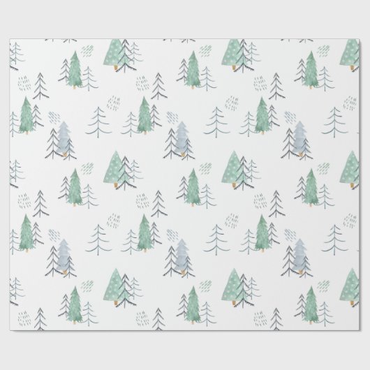 Waterverf Pine Trees kerstinpakpapier Cadeaupapier (Vlak)