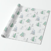 Waterverf Pine Trees kerstinpakpapier Cadeaupapier (Uitgerold)