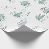 Waterverf Pine Trees kerstinpakpapier Cadeaupapier (Hoek)