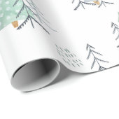 Waterverf Pine Trees kerstinpakpapier Cadeaupapier (Rol Hoek)
