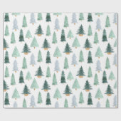 Waterverf Pine Trees kerstinpakpapier Cadeaupapier (Vlak)