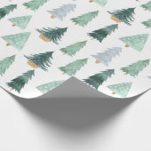 Waterverf Pine Trees kerstinpakpapier Cadeaupapier (Hoek)