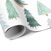 Waterverf Pine Trees kerstinpakpapier Cadeaupapier (Rol Hoek)