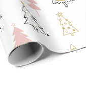 Waterverf Pine Trees kerstinpakpapier Cadeaupapier (Rol Hoek)