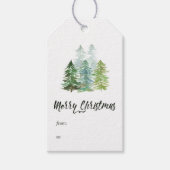 Waterverf Pine Trees Kerstmis Cadeaulabel (Voorkant)