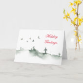 Waterverf Pine Trees Kerstmis Kaart (Gele Bloem)