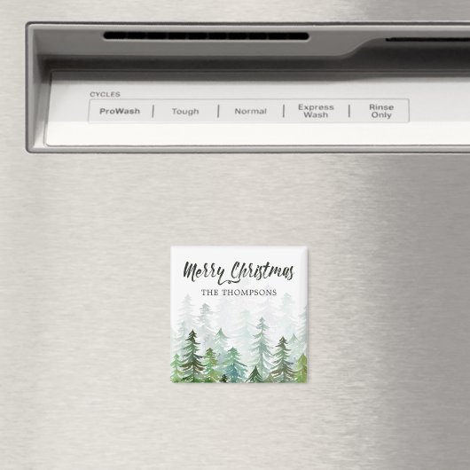 Waterverf Pine Trees Kerstmis Magneet (Insitu (Vaatwasser))