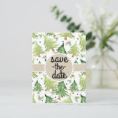 Waterverf Pine Trees Kraft Rustiek Save the Date Aankondigingskaart (Staand voorkant)