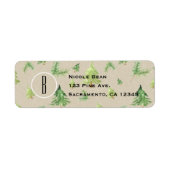 Waterverf Pine Trees Kraft & White Rustic Wedding Etiket (Voorkant)