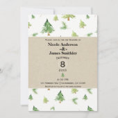 Waterverf Pine Trees Kraft & White Rustic Wedding Kaart (Voorkant)