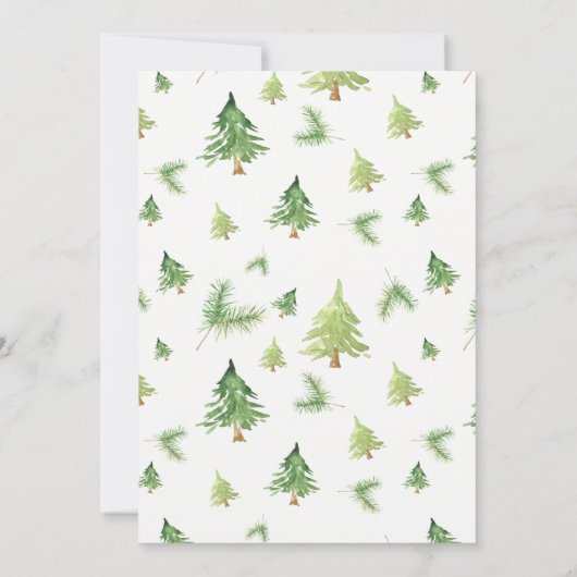 Waterverf Pine Trees Kraft & White Rustic Wedding Kaart (Achterkant)