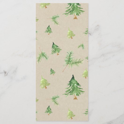 Waterverf Pine Trees Kraft Winter Wedding Menu (Achterkant)