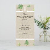 Waterverf Pine Trees Kraft Winter Wedding Menu (Staand voorkant)