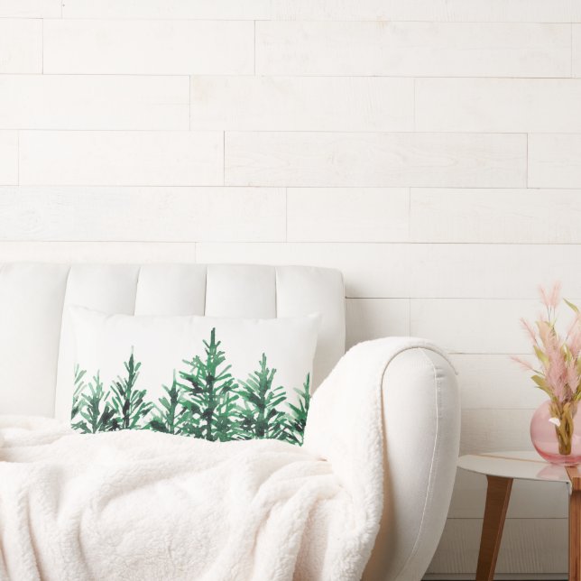 Waterverf Pine Trees Kussen (Bank)